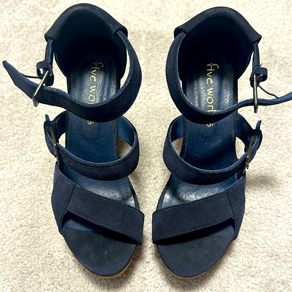Women’s Navy blue suede wedge heels
